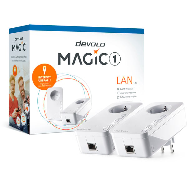 devolo Magic 1 LAN 1-1-2 Starter Kit, Powerline - zwei Adapter