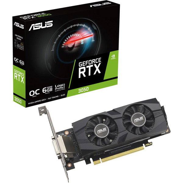 ASUS GeForce RTX 3050 LP-BRK, graphics card - 1x DisplayPort, 1x HDMI 2.1, 1x DVI-D