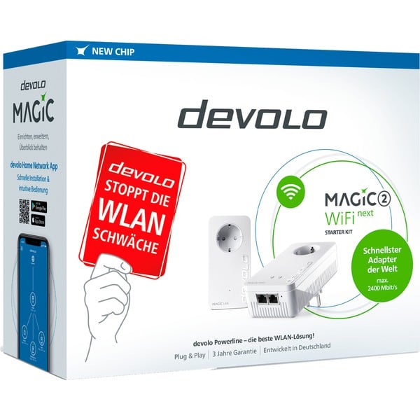 devolo Magic 2 WiFi next Starter Kit, Powerline - 2 Adapter