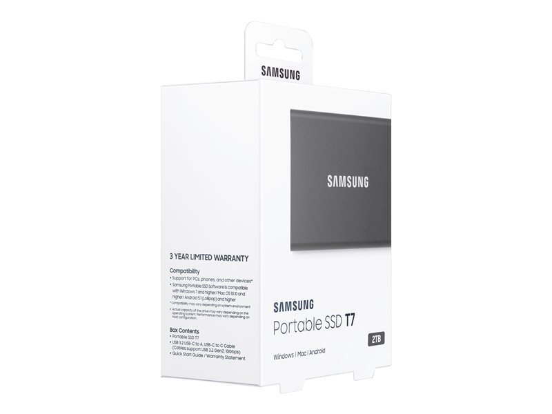 SAMSUNG Portable SSD T7 2TB extern USB 3.2 Gen 2 indigo titan grey