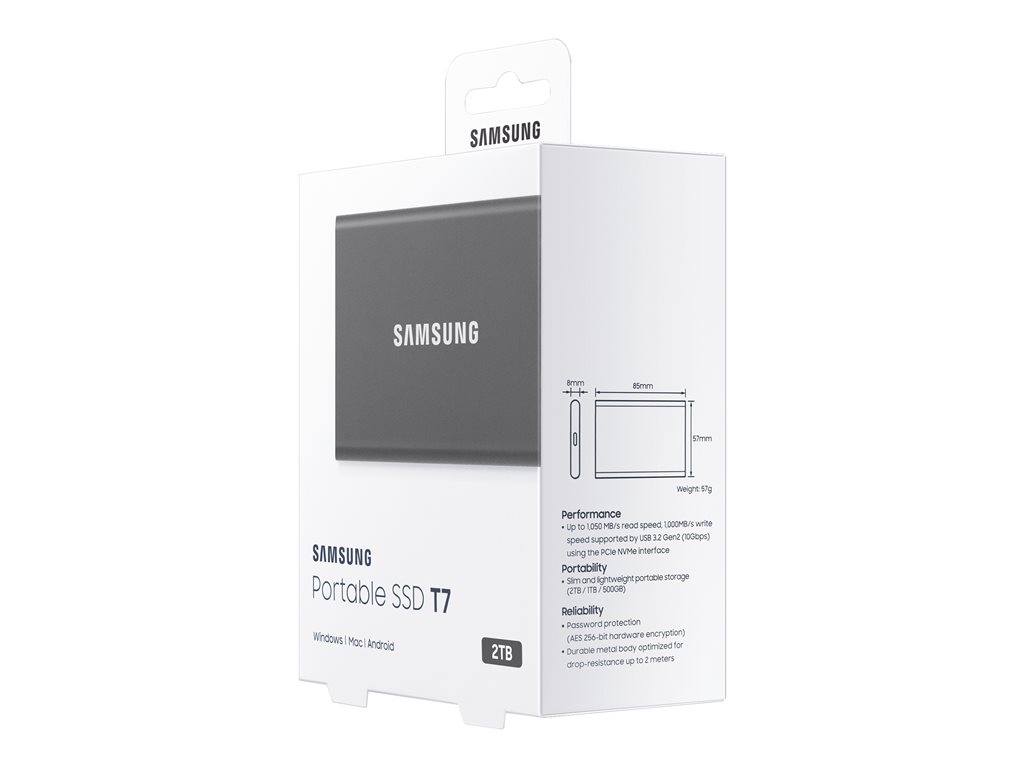 SAMSUNG Portable SSD T7 2TB extern USB 3.2 Gen 2 indigo titan grey