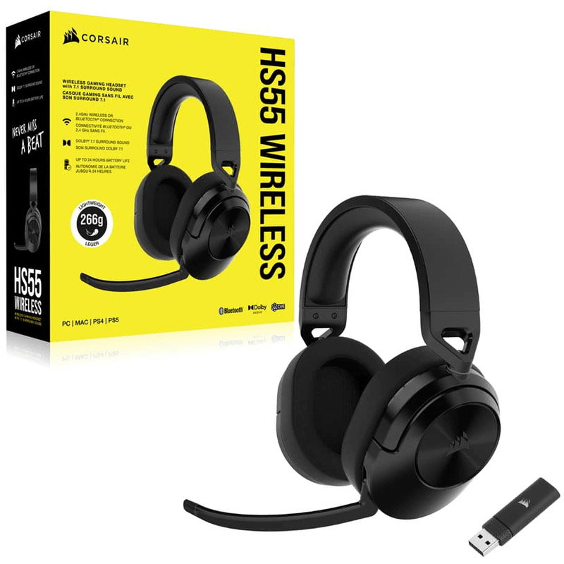 Corsair HS55 Wireless Gaming Headset - carbon