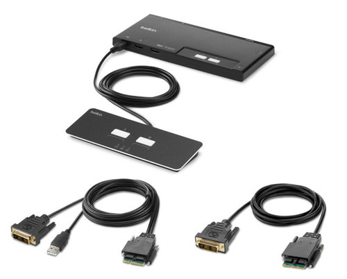 2-PORT SINGLE HEAD DVI MODULAR - SECURE KVM SWITCH PP4.0 W/REMOTE