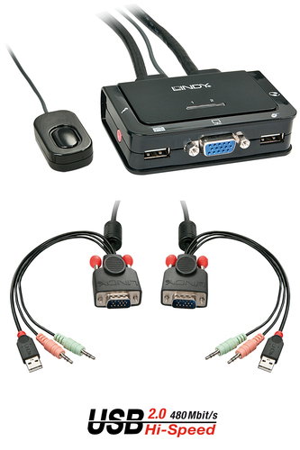 2 PORT VGA USB 2.0 AUDIO - CABLE KVM SWITCH