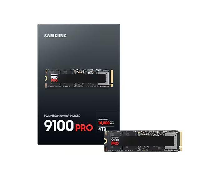 SSD SAMSUNG 9100 PRO 4TB M.2 PCIe Gen5 NVMe TLC Write speed 13400 MBytes/sec Read speed 14800 MBytes/sec 2.38mm TBW 2400 TB MZ-VAP4T0BW