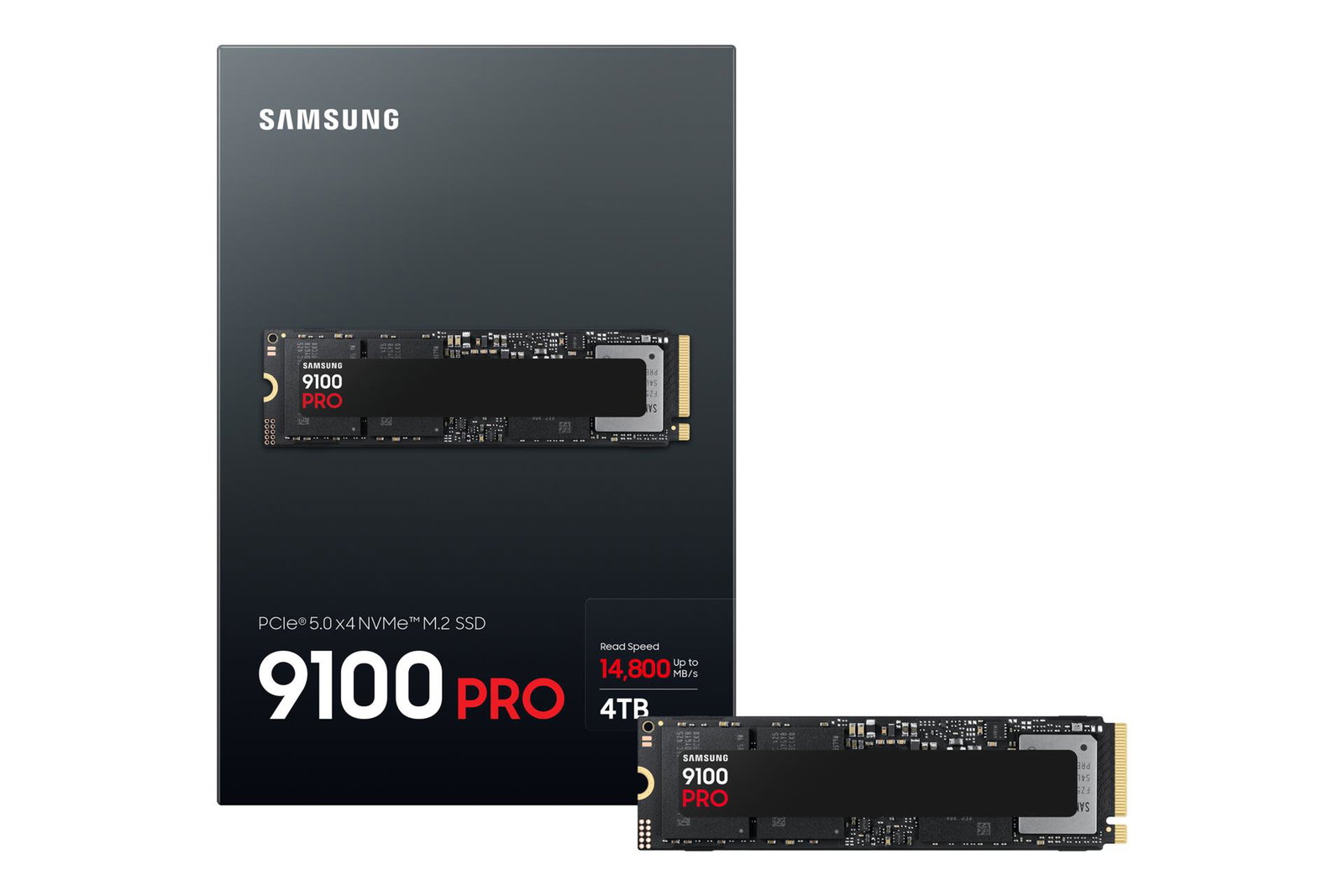 SSD SAMSUNG 9100 PRO 4TB M.2 PCIe Gen5 NVMe TLC Write speed 13400 MBytes/sec Read speed 14800 MBytes/sec 2.38mm TBW 2400 TB MZ-VAP4T0BW