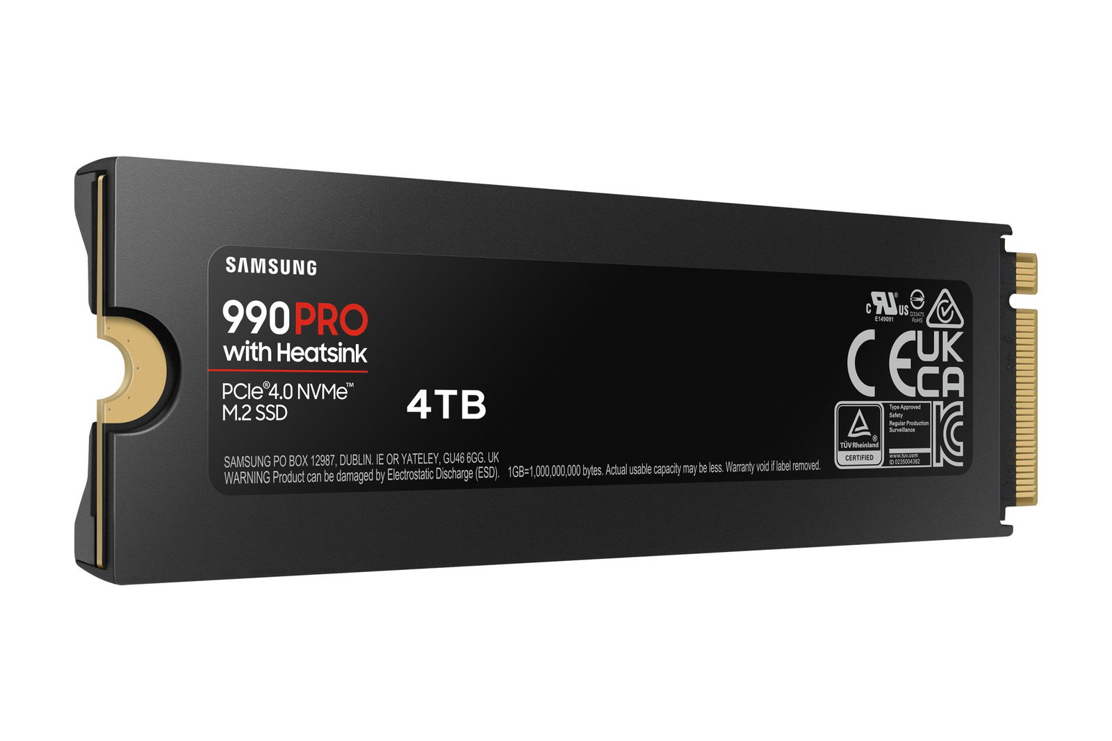 SSD SAMSUNG 990 PRO with Heatsink 4TB M.2 PCIe Gen4 NVMe TLC Write speed 6900 MBytes/sec Read speed 7450 MBytes/sec TBW 2400 TB MTBF 1500000 hours MZ-V9P4T0CW