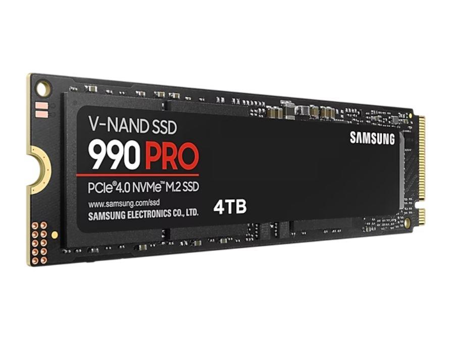 SSD SAMSUNG 990 PRO 4TB M.2 PCIe Gen4 NVMe TLC Write speed 6900 MBytes/sec Read speed 7450 MBytes/sec 2.3mm TBW 2400 TB MTBF 1500000 hours MZ-V9P4T0BW