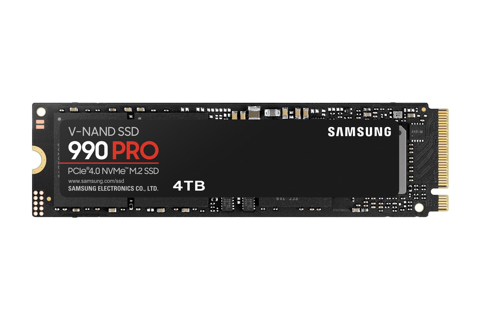 SSD SAMSUNG 990 PRO 4TB M.2 PCIe Gen4 NVMe TLC Write speed 6900 MBytes/sec Read speed 7450 MBytes/sec 2.3mm TBW 2400 TB MTBF 1500000 hours MZ-V9P4T0BW