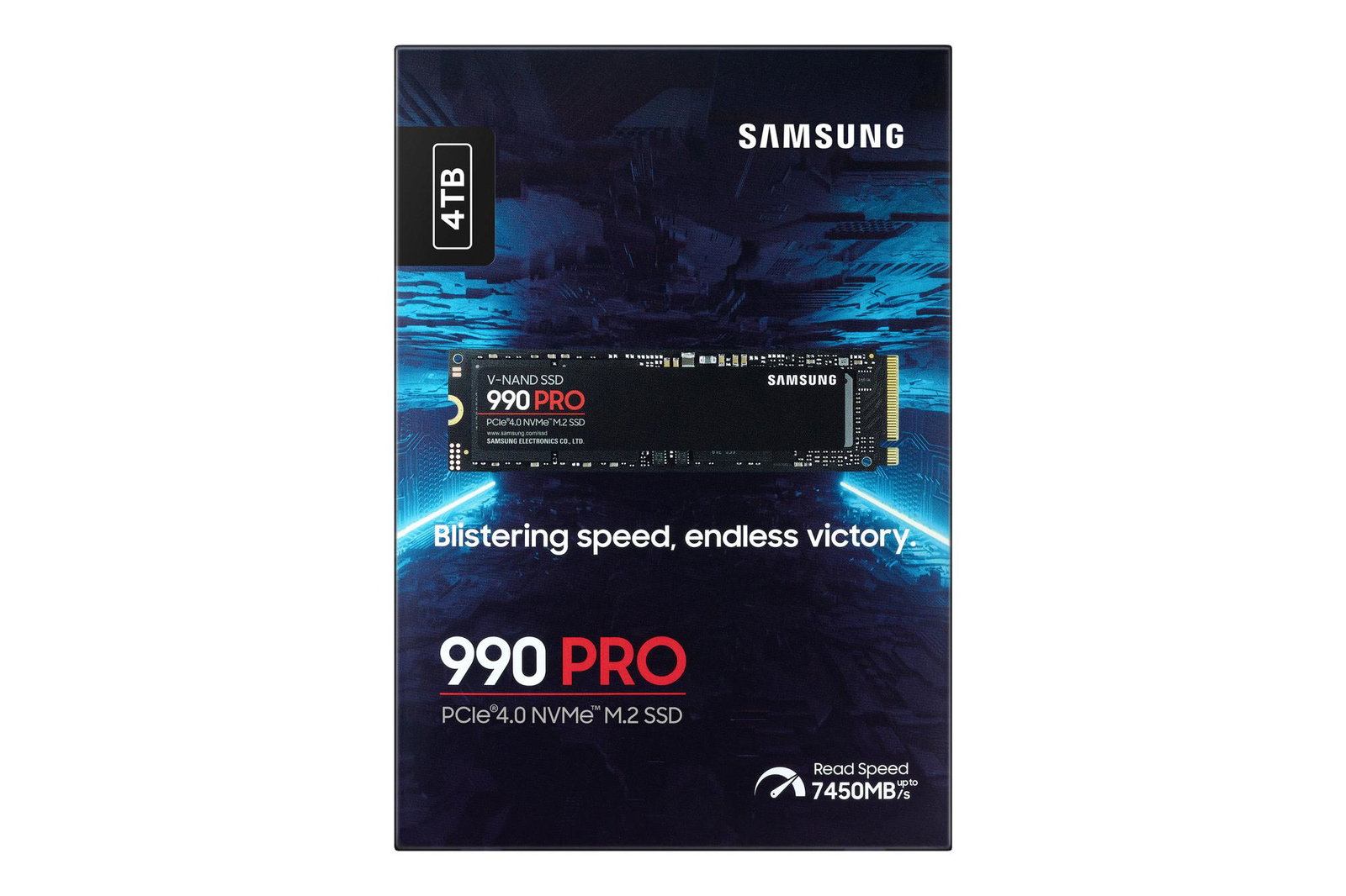 SSD SAMSUNG 990 PRO 4TB M.2 PCIe Gen4 NVMe TLC Write speed 6900 MBytes/sec Read speed 7450 MBytes/sec 2.3mm TBW 2400 TB MTBF 1500000 hours MZ-V9P4T0BW