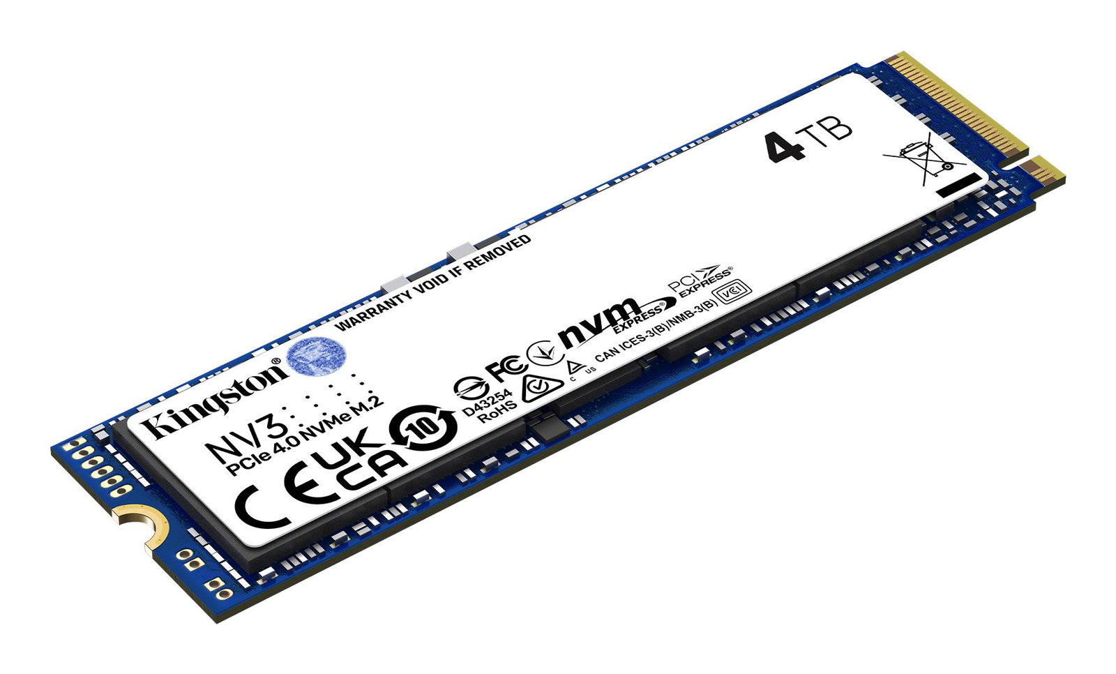 SSD KINGSTON NV3 4TB M.2 PCIE 3D NAND Write speed 5000 MBytes/sec Read speed 6000 MBytes/sec MTBF 200000 hours SNV3S/4000G