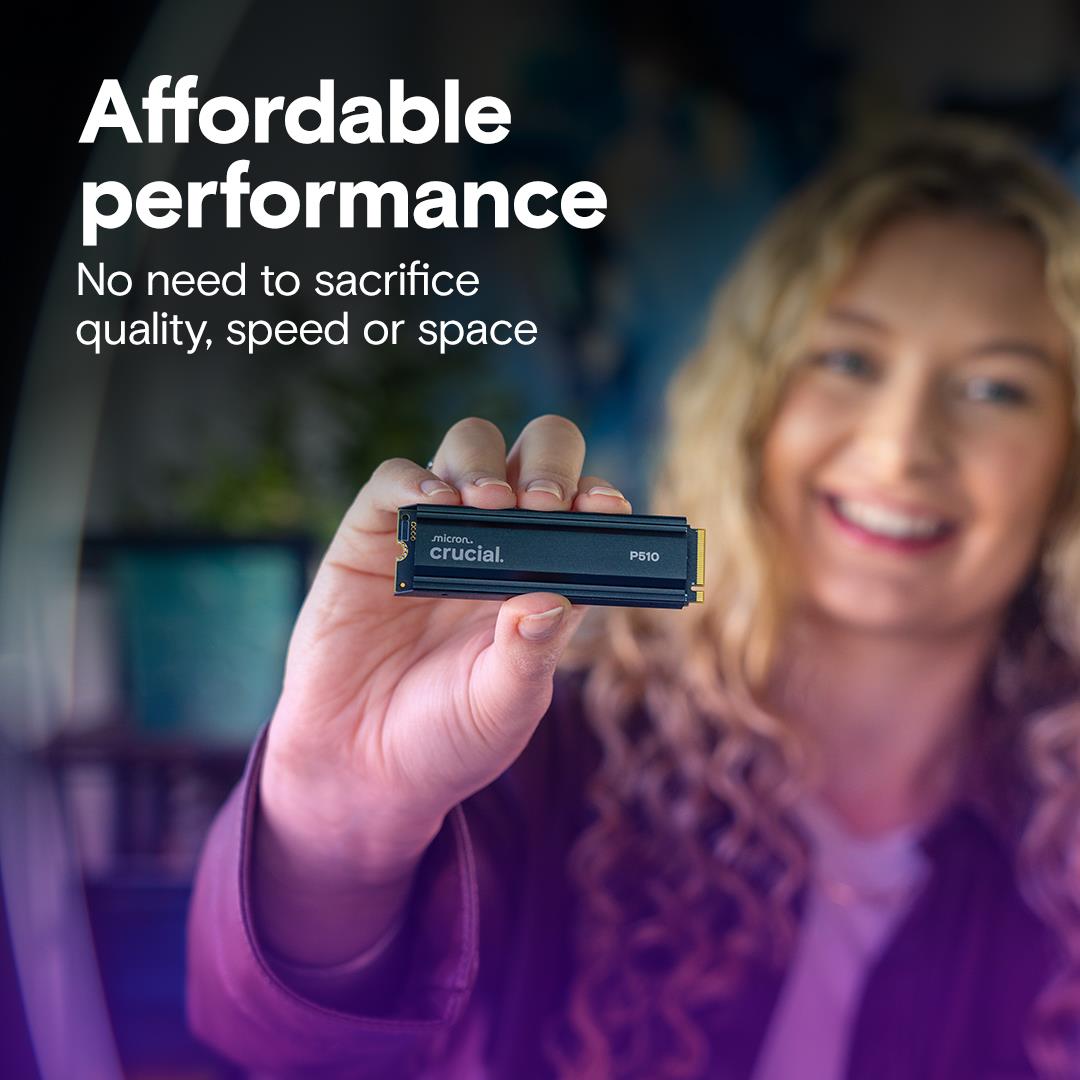 SSD CRUCIAL P510 2TB M.2 PCIe Gen5 NVMe TLC Write speed 8700 MBytes/sec Read speed 10000 MBytes/sec TBW 1200 TB CT2000P510SSD5