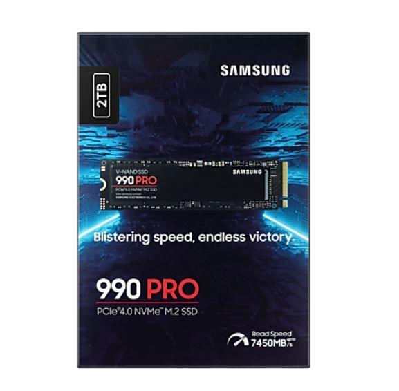 SSD SAMSUNG 990 PRO 2TB M.2 PCIE NVMe MLC Write speed 6900 MBytes/sec Read speed 7450 MBytes/sec 2.3mm TBW 1200 TB MTBF 1500000 hours MZ-V9P2T0BW