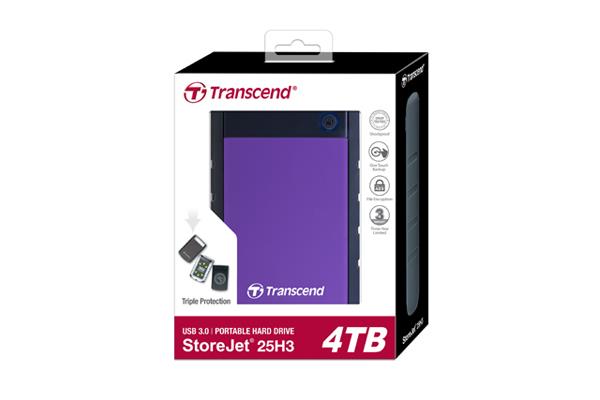 External HDD TRANSCEND StoreJet 4TB USB 3.0 Colour Purple TS4TSJ25H3P