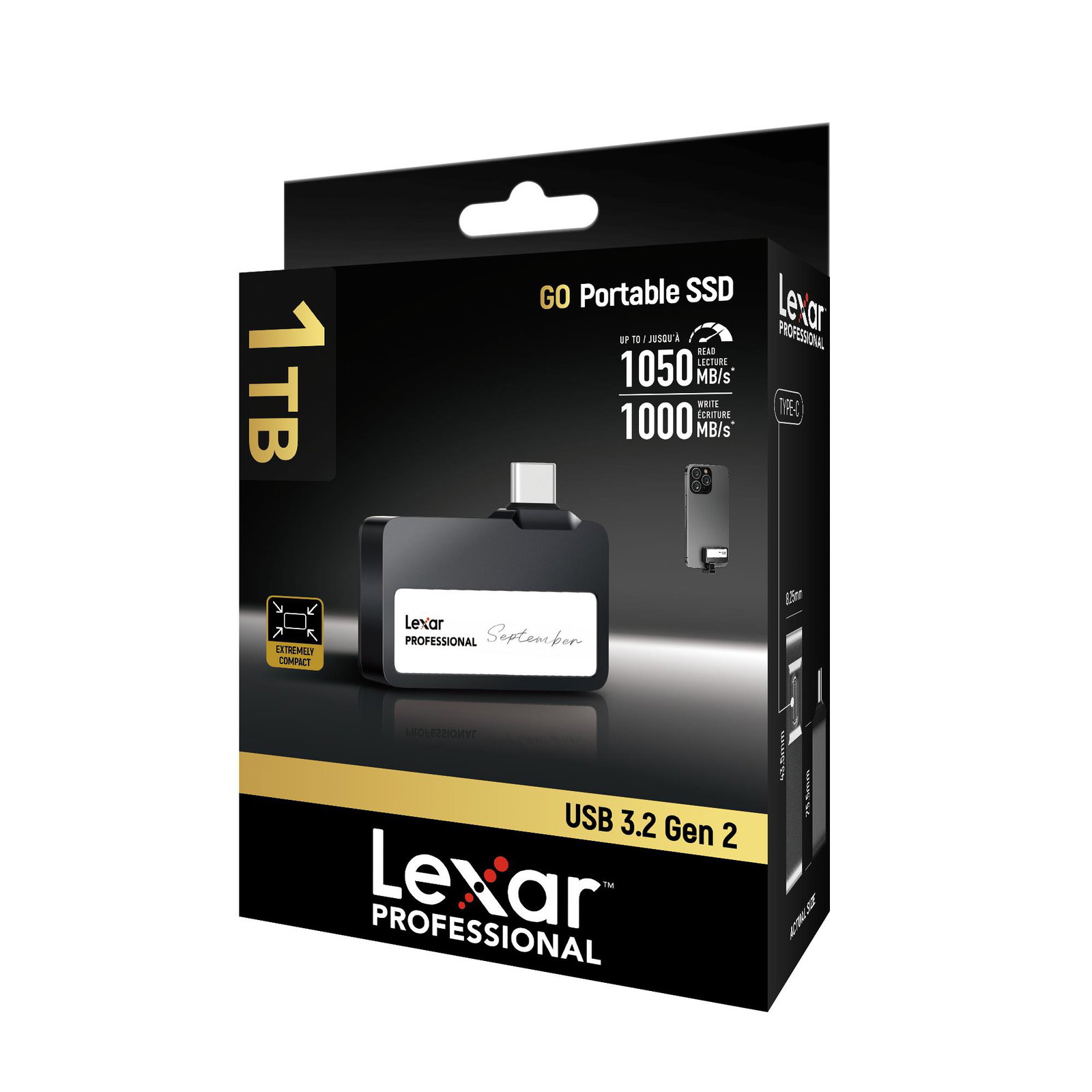 External SSD LEXAR SL400 1TB USB-C Write speed 1000 MBytes/sec Read speed 1050 MBytes/sec LSL400X001T-RNBNG