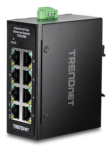 8-PORT INDUSTRIAL FAST ETHERNE - DIN-RAIL MINI SWITCH