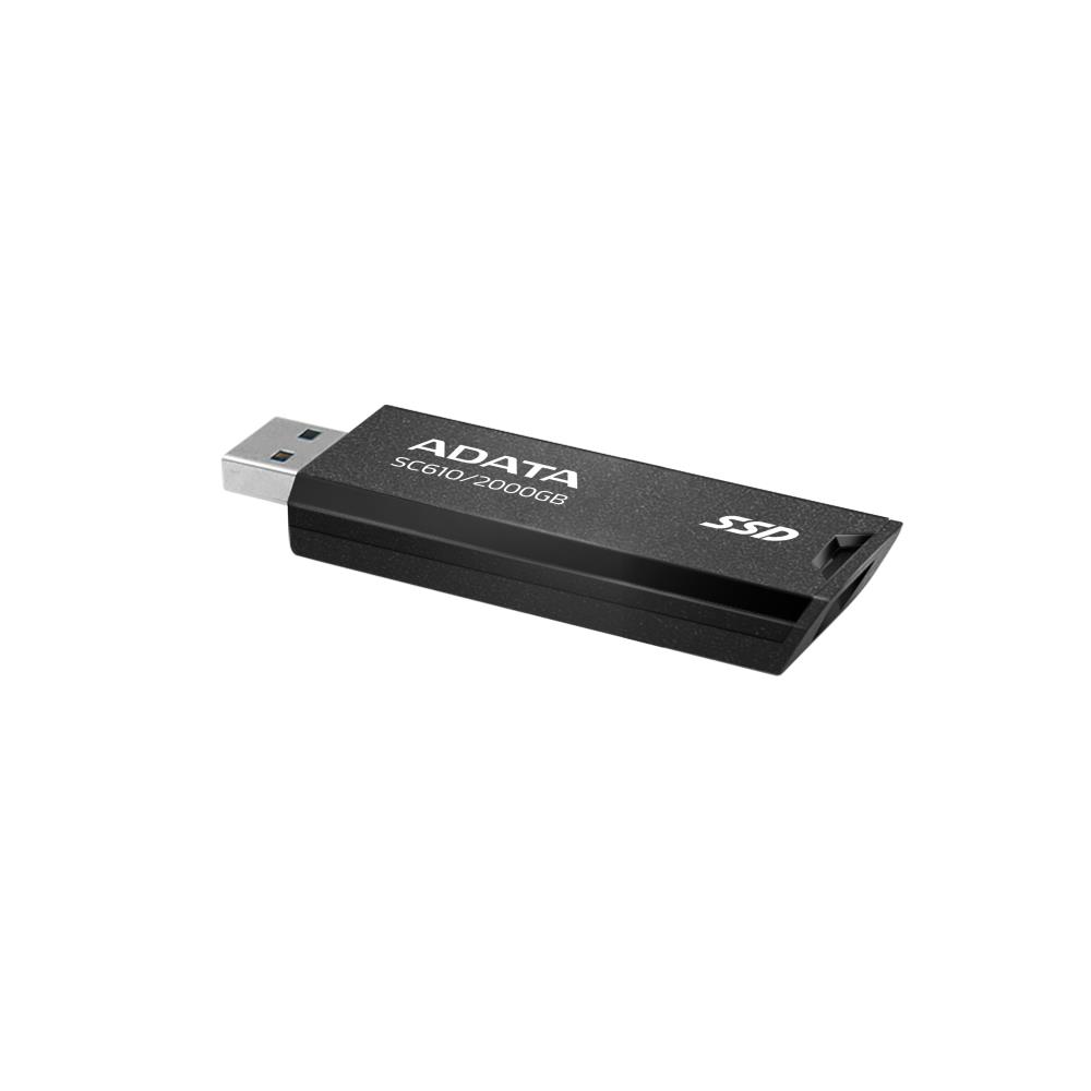 External SSD ADATA SC610 2TB USB 3.2 Write speed 500 MBytes/sec Read speed 550 MBytes/sec SC610-2000G-CBK/RD