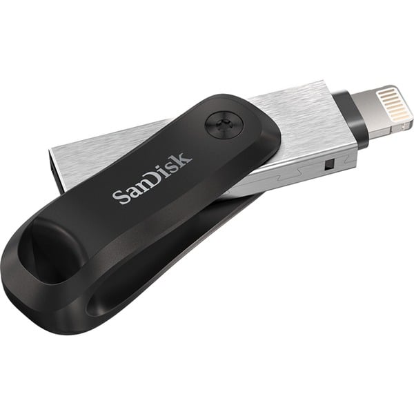 SanDisk iXpand Go 128 GB, USB-Stick - black/silver, USB-A 3.2 Gen 1, Apple Lightning Connector