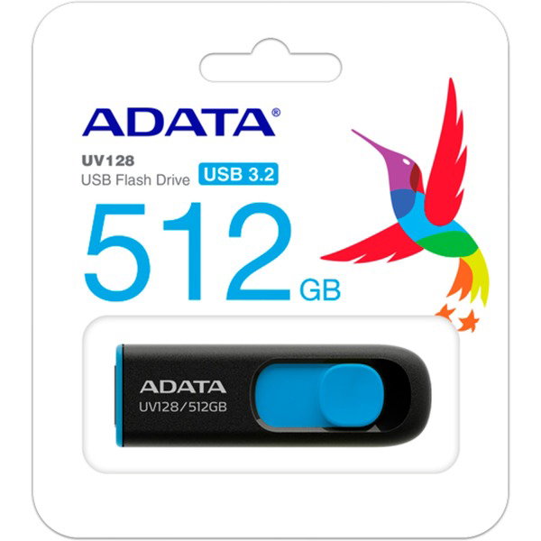 ADATA UV128 512 GB, USB-Stick - black/blue, USB-A 3.2 Gen 1