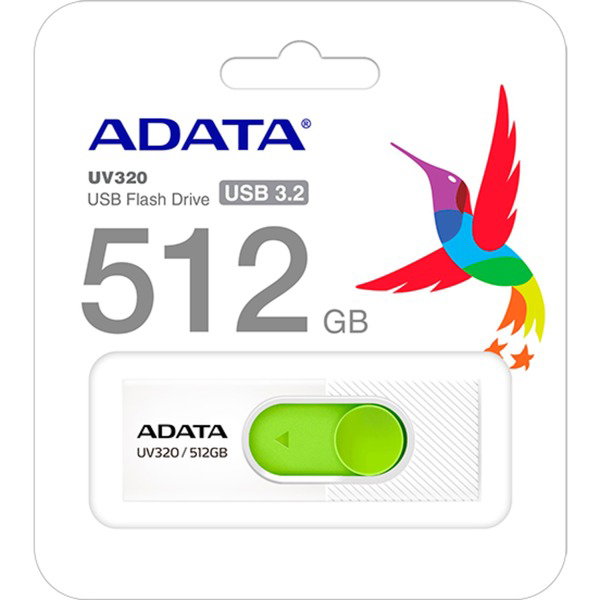 ADATA UV320 512 GB, USB-Stick - white/green, USB-A 3.2 Gen 1