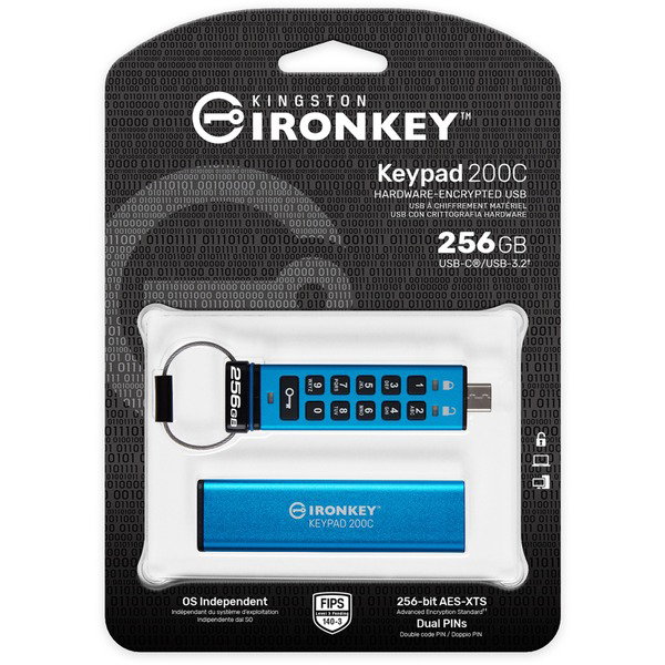 Kingston IronKey Keypad 200 256 GB, USB-Stick - USB-C 3.2 Gen 1