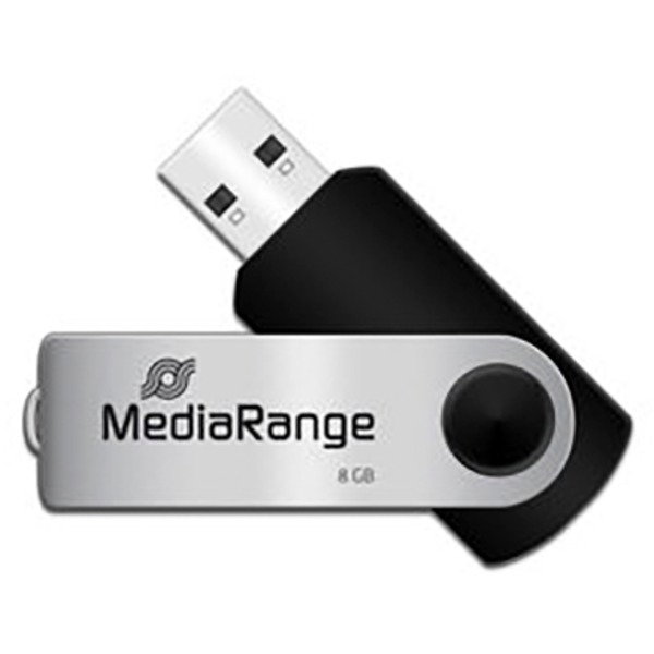 MediaRange Flexi-Drive 8 GB, USB-Stick - black/silver, USB-A 2.0, without Logo