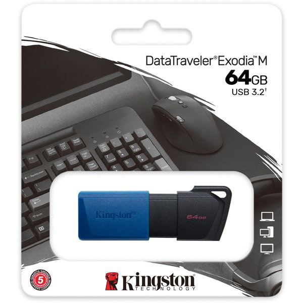 Kingston DataTraveler Exodia M 64 GB, USB-Stick - blue/black, USB-A 3.2 Gen 1