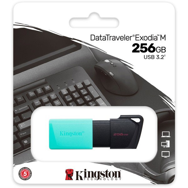 Kingston DataTraveler Exodia M 256 GB, USB-Stick - turquoise/black, USB-A 3.2 Gen 1
