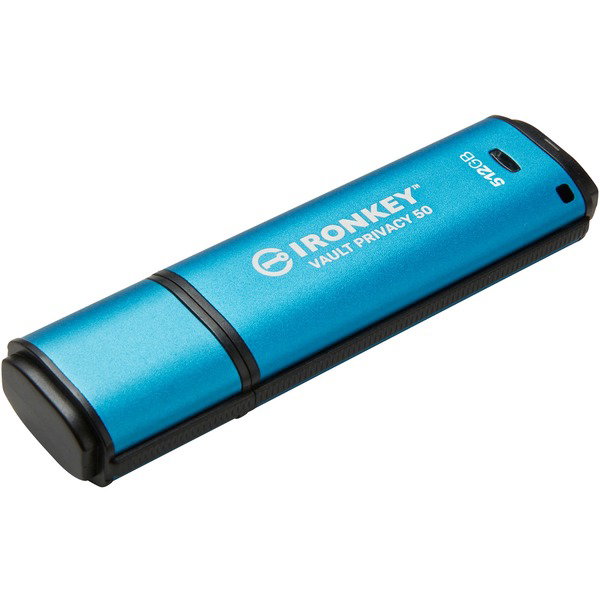 Kingston IronKey Vault Privacy 50 512 GB, USB-Stick - lightblue/black, USB-A 3.2 Gen 1