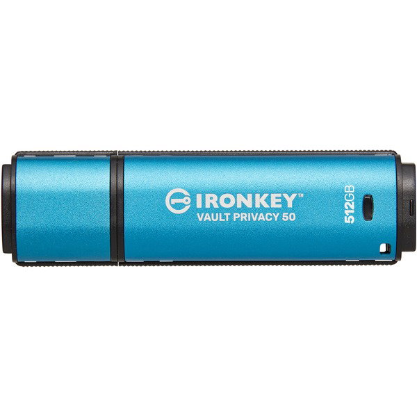 Kingston IronKey Vault Privacy 50 512 GB, USB-Stick - lightblue/black, USB-A 3.2 Gen 1