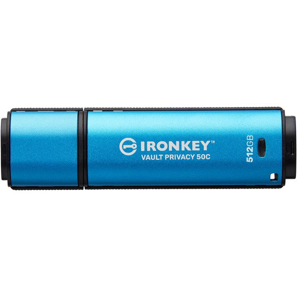 Kingston IronKey Vault Privacy 50 512 GB, USB-Stick - lightblue/black, USB-C 3.2 Gen 1