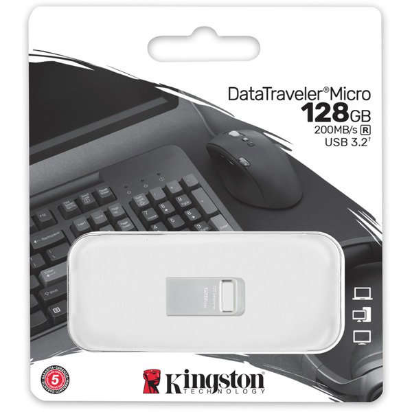 Kingston DataTraveler Micro 128 GB, USB-Stick - silver, USB-A 3.2 Gen 1