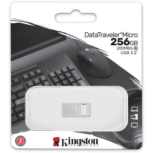 Kingston DataTraveler Micro 256 GB, USB-Stick - silver, USB-A 3.2 Gen 1