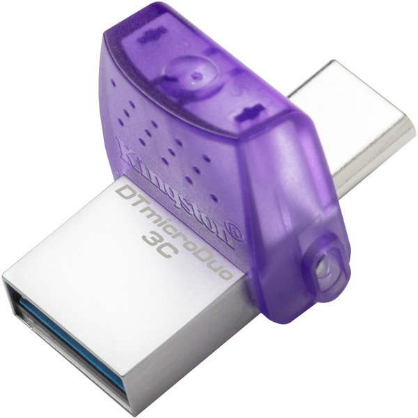 Kingston DataTraveler microDuo 3C 256 GB, USB-Stick - violet/transparent, USB-A 3.2 Gen 1, USB-C 3.2 Gen 1