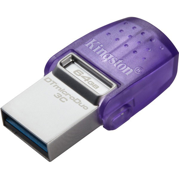 Kingston DataTraveler microDuo 3C 64 GB, USB-Stick - violet/transparent, USB-A 3.2 Gen 1, USB-C 3.2 Gen 1
