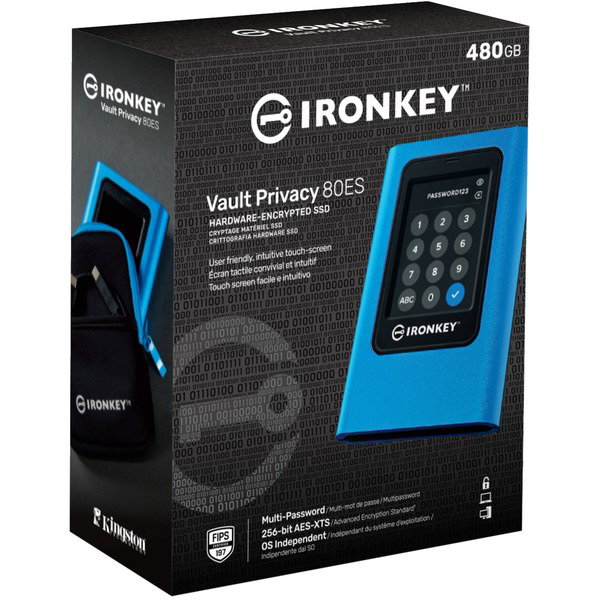 Kingston IronKey Vault Privacy 80 960 GB, Externe SSD - blue/black, USB-C 3.2 Gen 1 (5 Gbit/s)
