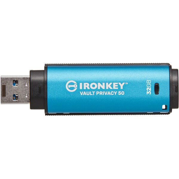 Kingston IronKey Vault Privacy 50 32 GB, USB-Stick - lightblue/black, USB-A 3.2 Gen 1