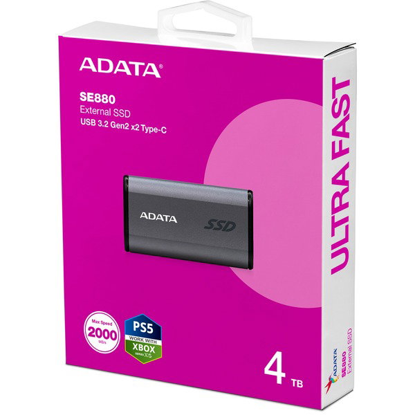 ADATA SE880 4 TB, Externe SSD - gray, USB-C 3.2 Gen 2x2 (20 Gbit/s)