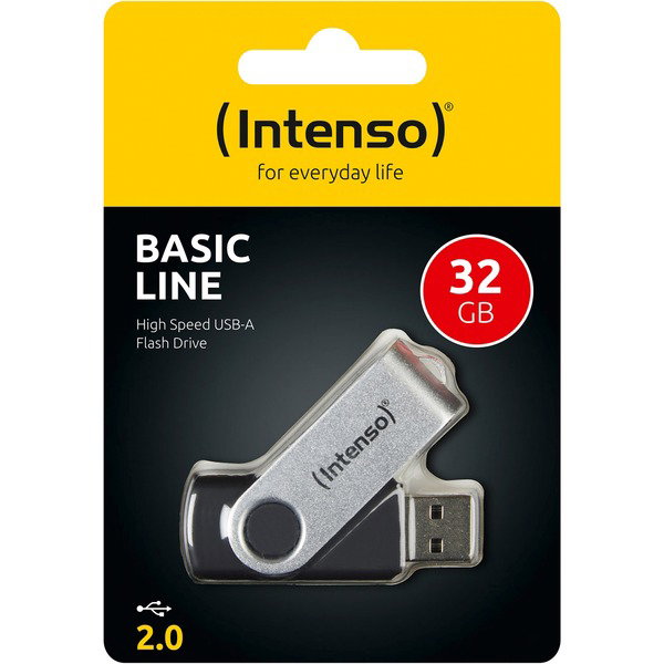 Intenso Basic Line 32 GB, USB-Stick - silver/black, USB-A 2.0