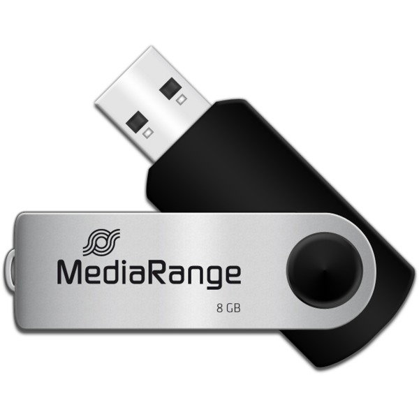 MediaRange Flexi-Drive 8 GB, USB-Stick - black/silver, USB-A 2.0