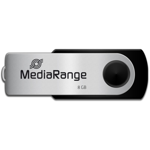 MediaRange Flexi-Drive 8 GB, USB-Stick - black/silver, USB-A 2.0