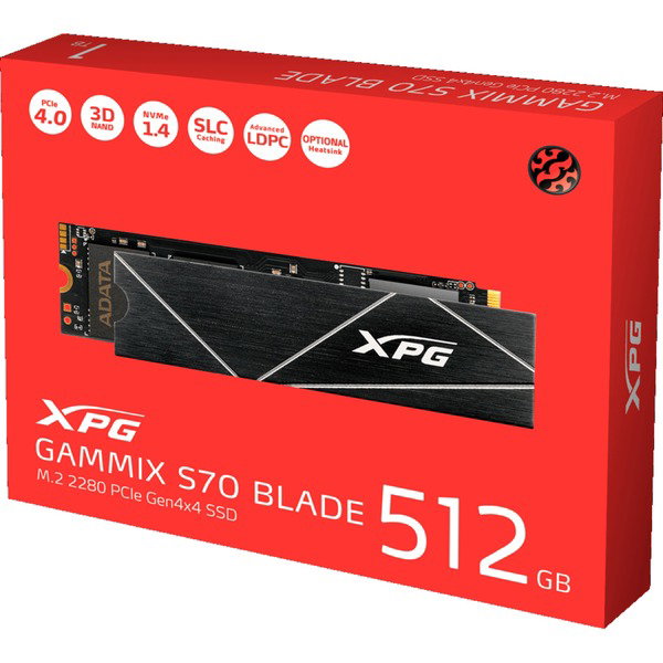 ADATA XPG GAMMIX S70 BLADE 512 GB, SSD - black, PCIe 4.0 x4, NVMe 1.4, M.2 2280