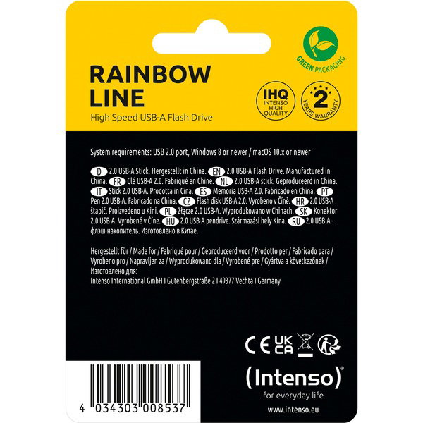 Intenso Rainbow Line 8 GB, USB-Stick - green