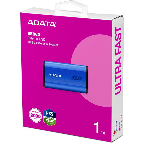 ADATA SE880 1 TB, Externe SSD - blue, USB-C 3.2 Gen 2x2 (20 Gbit/s)