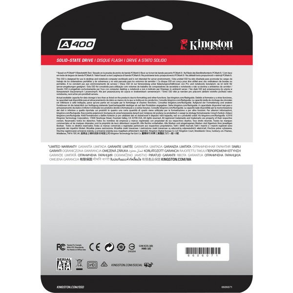 Kingston A400 480 GB, SSD - SATA 6 Gb/s, 2,5