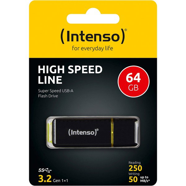 Intenso High Speed Line 64 GB, USB-Stick - black/yellow, USB-A 3.2 Gen 2