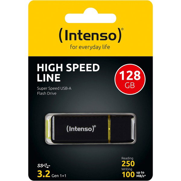 Intenso High Speed Line 128 GB, USB-Stick - black/yellow, USB-A 3.2 Gen 2