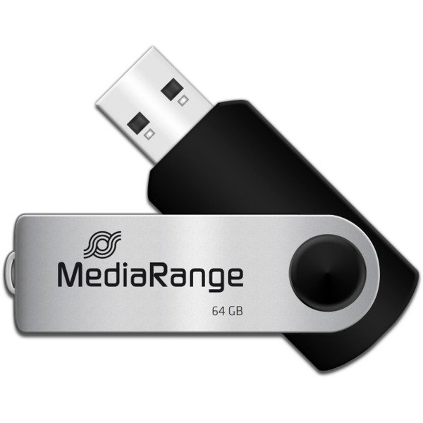 MediaRange Flexi-Drive 64 GB, USB-Stick - black/silver, USB-A 2.0