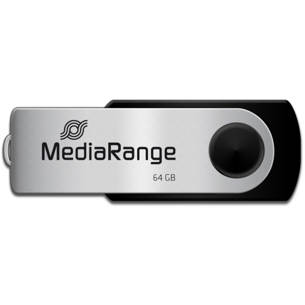 MediaRange Flexi-Drive 64 GB, USB-Stick - black/silver, USB-A 2.0
