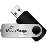 MediaRange Flexi-Drive 64 GB, USB-Stick - black/silver, USB-A 2.0